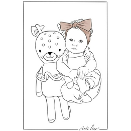 Overview image: Arti Line Kaart Baby Meisje Knuffel